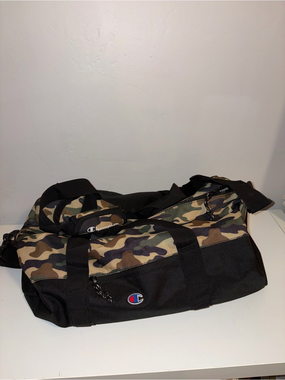 Champion Men's Camo Duffel Bag in Black & Green